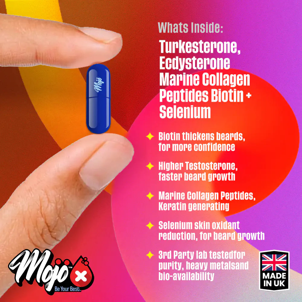 Mojo Beard Growth Supplements To Grow A Beard Facial Hair Accelerate Biotin Turkesterone Best Uk Capsules 4