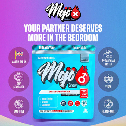 Mojo Grow Mens Male Libido Maca Root Black Best Sexual Drive Health Erectile Dysfunction Capsules 3