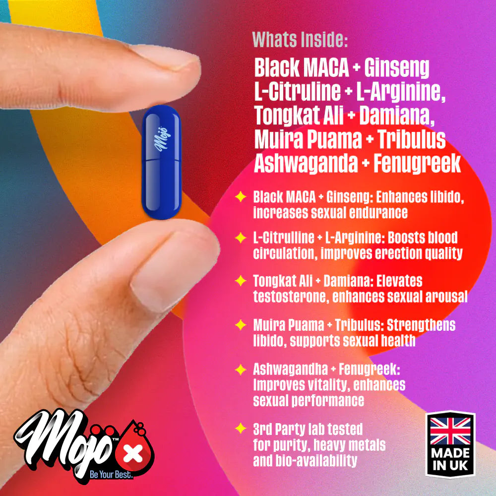 Mojo Grow Mens Male Libido Maca Root Black Best Sexual Drive Health Erectile Dysfunction Capsules 4