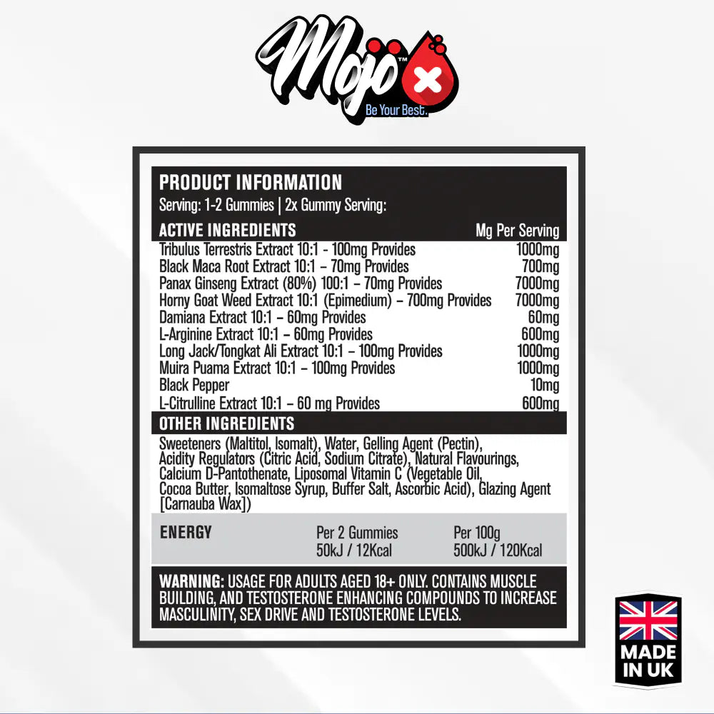 Mojo Grow Mens Male Libido Maca Root Black Best Sexual Drive Health Erectile Dysfunction Gummies Ingredients