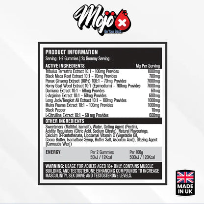 Mojo Grow Mens Male Libido Maca Root Black Best Sexual Drive Health Erectile Dysfunction Gummies Ingredients
