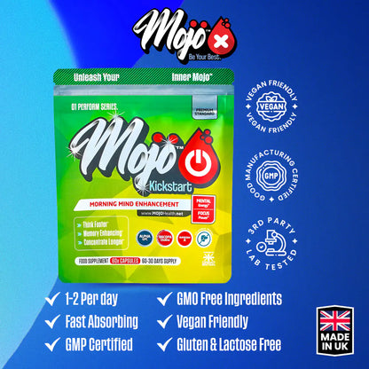 Mojo Kickstart Nootropic Neurotropics Huperzine A Alpha Brain Booster Gpc Bacopa Choline Ginkgo Genius Mind Capsules